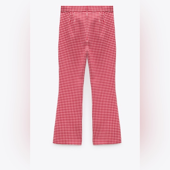 ZARA red/white mini gingham print trousers size small - Picture 6 of 12